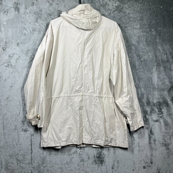 VTG J.Crew Oarsman Field Jacket Medium Beige Hooded Cotton Nylon Utility - Picture 3 of 11